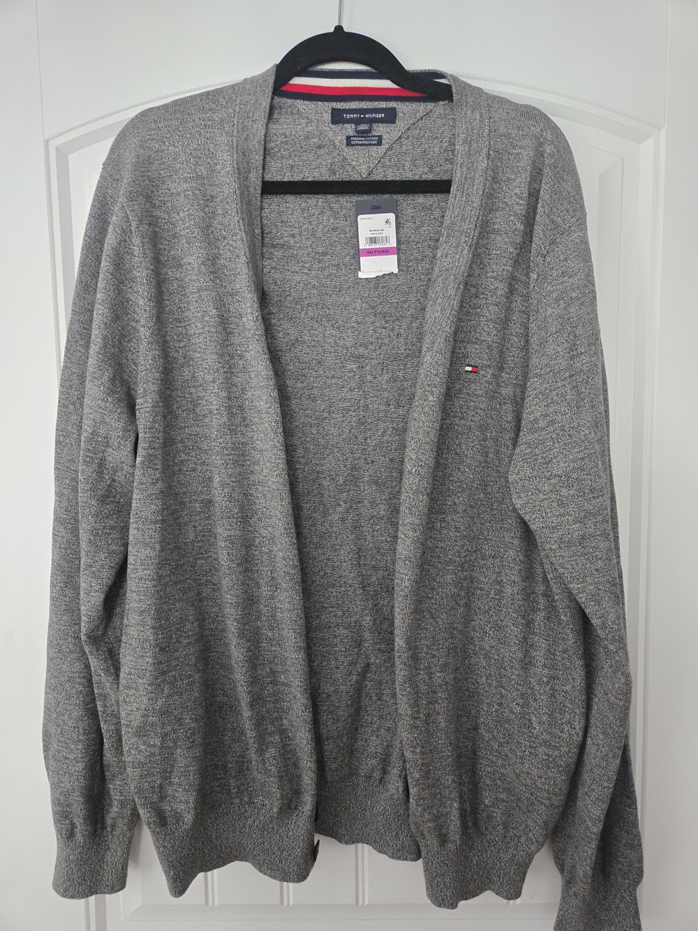 Tommy Hilfiger Men’s Heather Gray Open-Front Cardigan